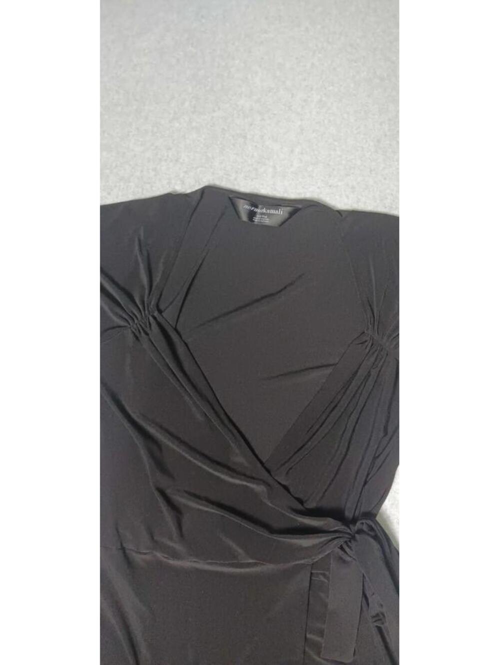 Norma Kamali Wrap Dress Womens Size XXL Black Vneck Short Sleeve Stretch... - Picture 9 of 15